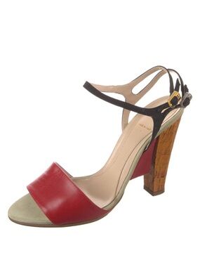 Fendi Red and Black Heel Sandals